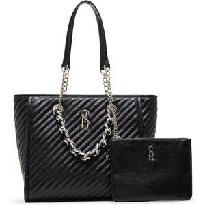 Kattt-h Elegant Quilted Tote Black with Pouch for Women